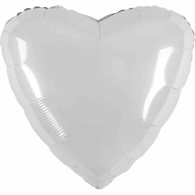 Шар (19’’/48 см) Сердце, Белый блеск, 1 шт.