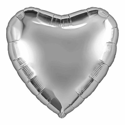 Шар (19’’/48 см) Сердце, Серебро, 1 шт.